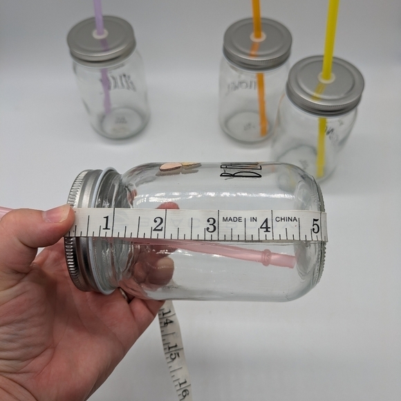 Rae Dunn colorful glass mugs with lid & straw - Picture 8 of 8